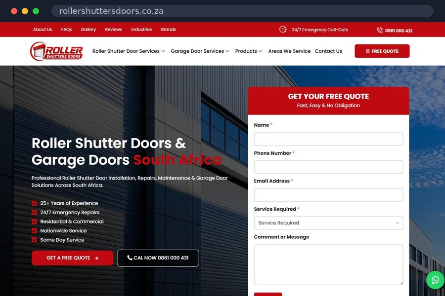 Roller Shutters Doors South Africa website homepage